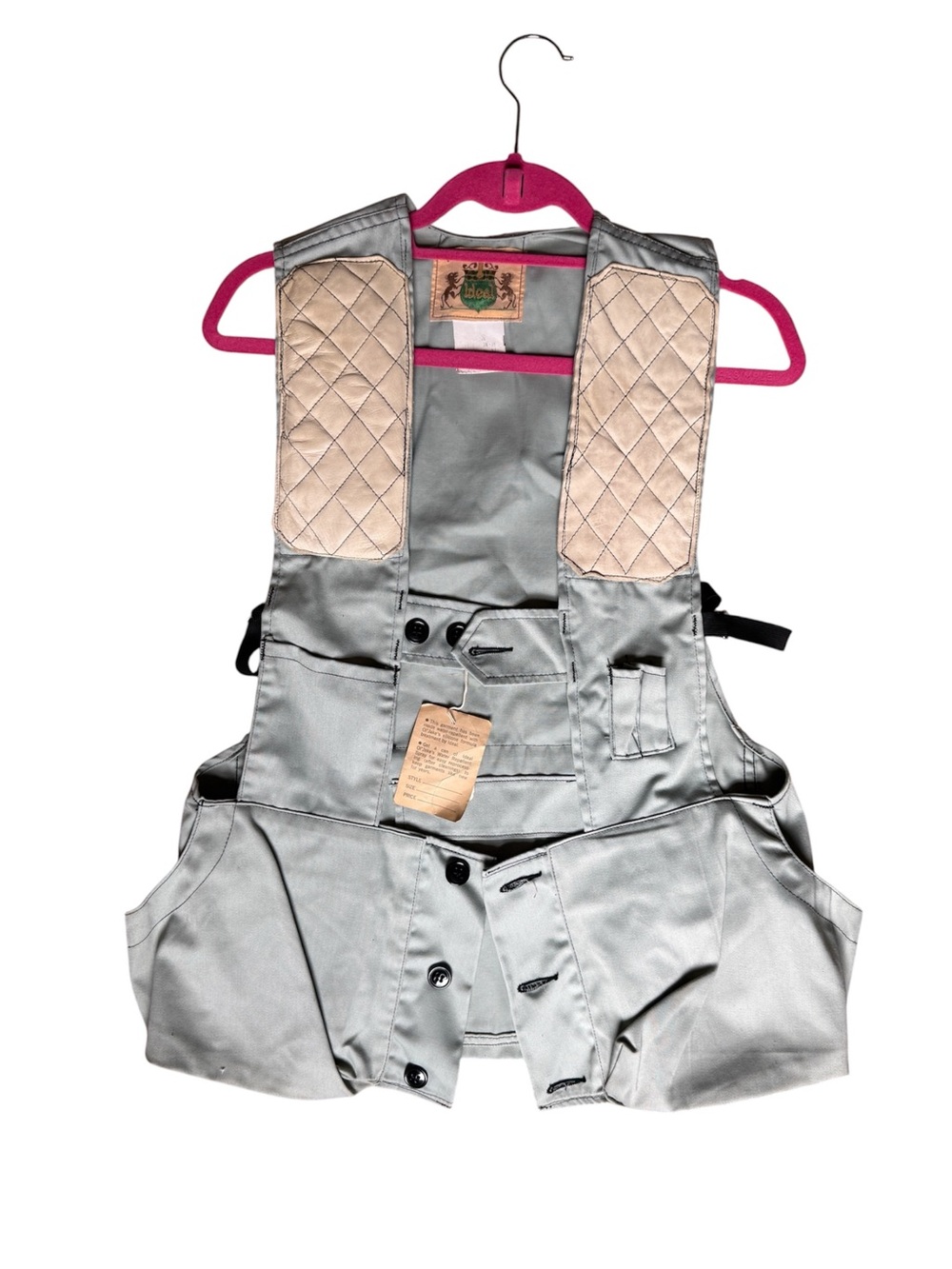 Men's Gray Hunting Utility Vest with Quilted Shoulder Panels